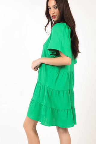 VERY J Texture V-Neck Ruffled Tiered Dress - 1985 the VAULT Boutique