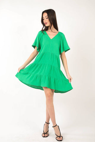 VERY J Texture V-Neck Ruffled Tiered Dress - 1985 the VAULT Boutique