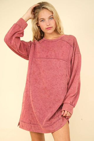 VERY J Mineral Washed Oversized Sweatshirt Mini Dress - 1985 the VAULT Boutique