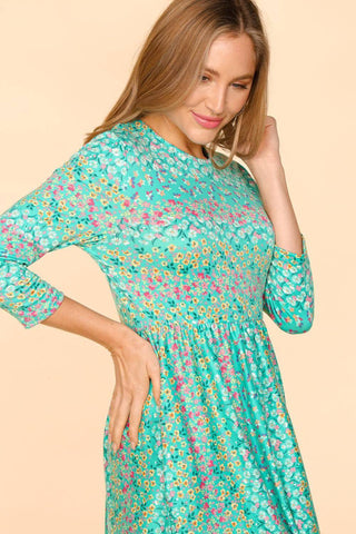 Haptics Round Neck Floral Dress with Pockets - 1985 the VAULT Boutique