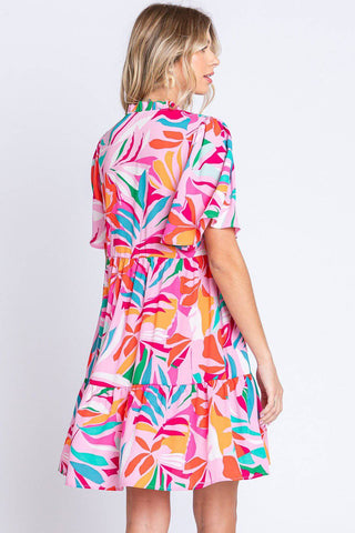 GeeGee Printed Short Sleeve Ruffle Hem Dress - 1985 the VAULT Boutique