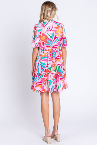 GeeGee Printed Short Sleeve Ruffle Hem Dress - 1985 the VAULT Boutique