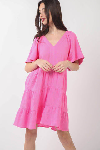 VERY J Texture V-Neck Ruffled Tiered Dress - 1985 the VAULT Boutique