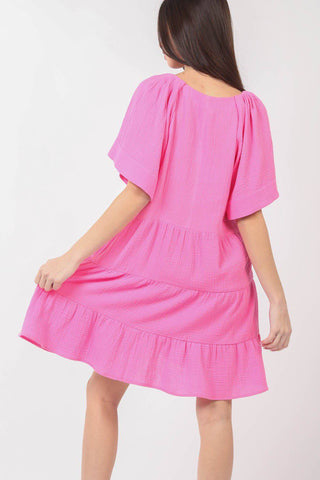 VERY J Texture V-Neck Ruffled Tiered Dress - 1985 the VAULT Boutique