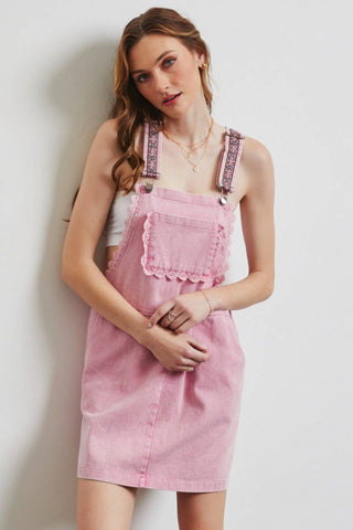 HEYSON Lace Trim Washed Overall Dress - 1985 the VAULT Boutique