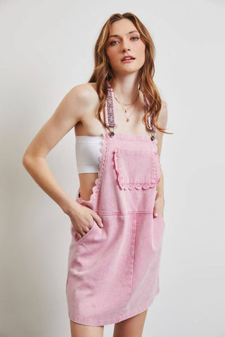 HEYSON Lace Trim Washed Overall Dress - 1985 the VAULT Boutique