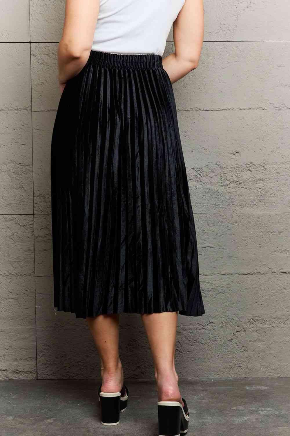 Ninexis Accordion Pleated Flowy Midi Skirt - Happily Ever Atchison Shop Co.