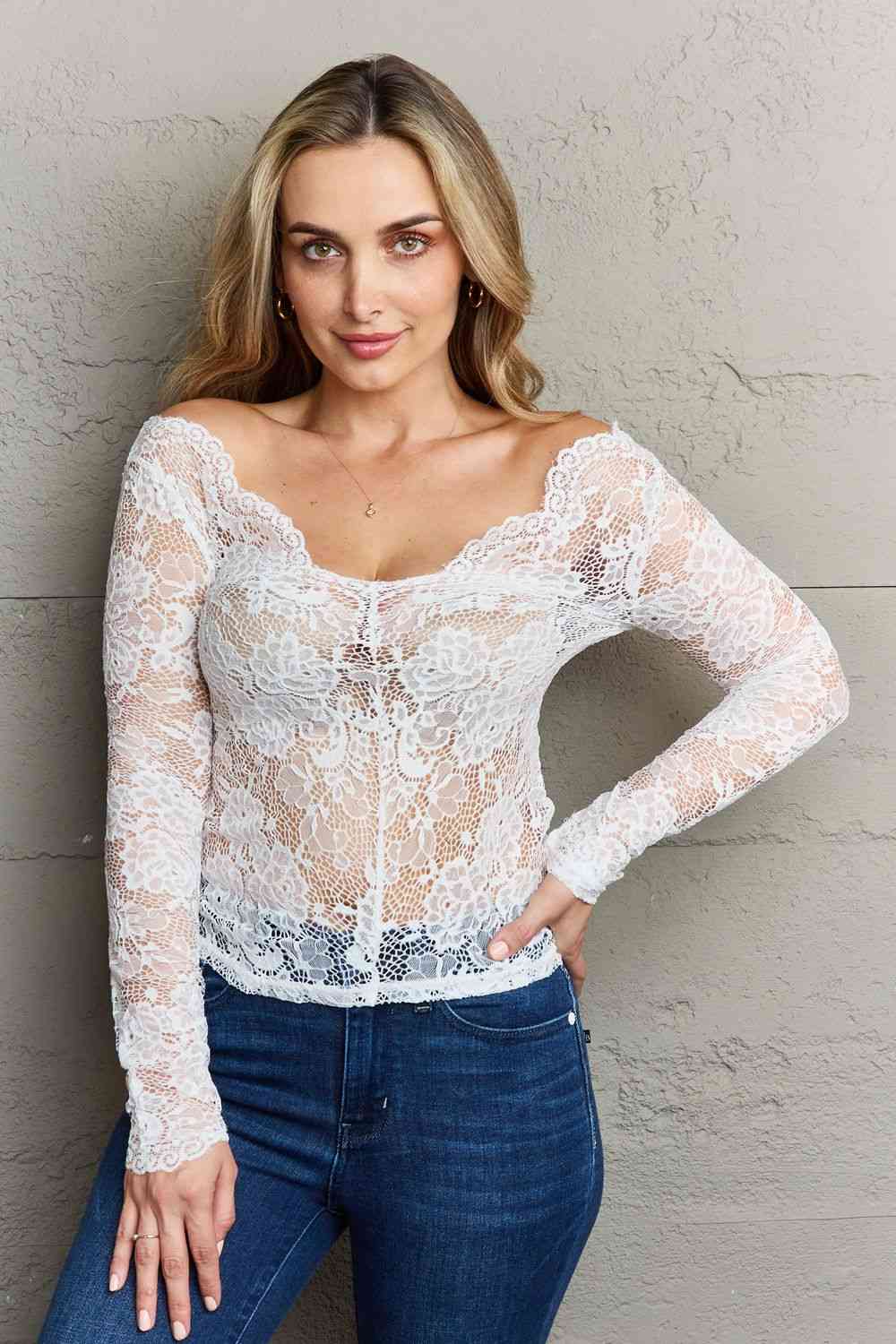 Ninexis Be Kind Off The Shoulder Lace Top - Happily Ever Atchison Shop Co.