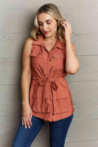 Ninexis Follow The Light Sleeveless Collared Button Down Top - Happily Ever Atchison Shop Co.