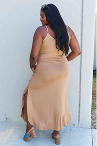 Ninexis Good Energy Full Size Cami Side Slit Maxi Dress in Camel - Happily Ever Atchison Shop Co.