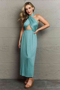 Ninexis Know Your Worth Criss Cross Halter Neck Maxi Dress - Happily Ever Atchison Shop Co.