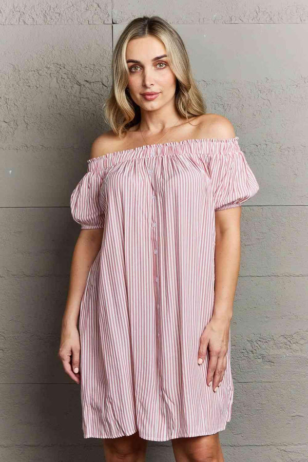 Ninexis Show Compassion Off The Shoulder Mini Dress - Happily Ever Atchison Shop Co.