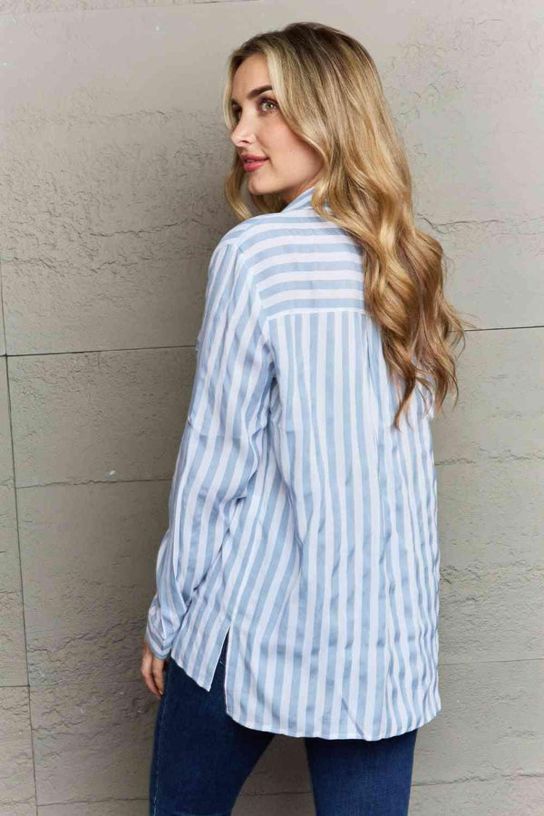 Ninexis Take Your Time Collared Button Down Striped Shirt - Happily Ever Atchison Shop Co.