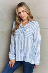 Ninexis Take Your Time Collared Button Down Striped Shirt - Happily Ever Atchison Shop Co.