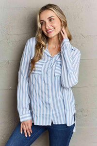 Ninexis Take Your Time Collared Button Down Striped Shirt - Happily Ever Atchison Shop Co.