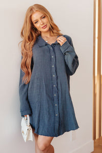 No Trepidation Mineral Wash Shirt Dress - Happily Ever Atchison Shop Co.