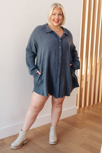 No Trepidation Mineral Wash Shirt Dress - Happily Ever Atchison Shop Co.