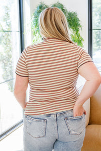 Nostalgic Note Striped Mock Neck Top - Happily Ever Atchison Shop Co.