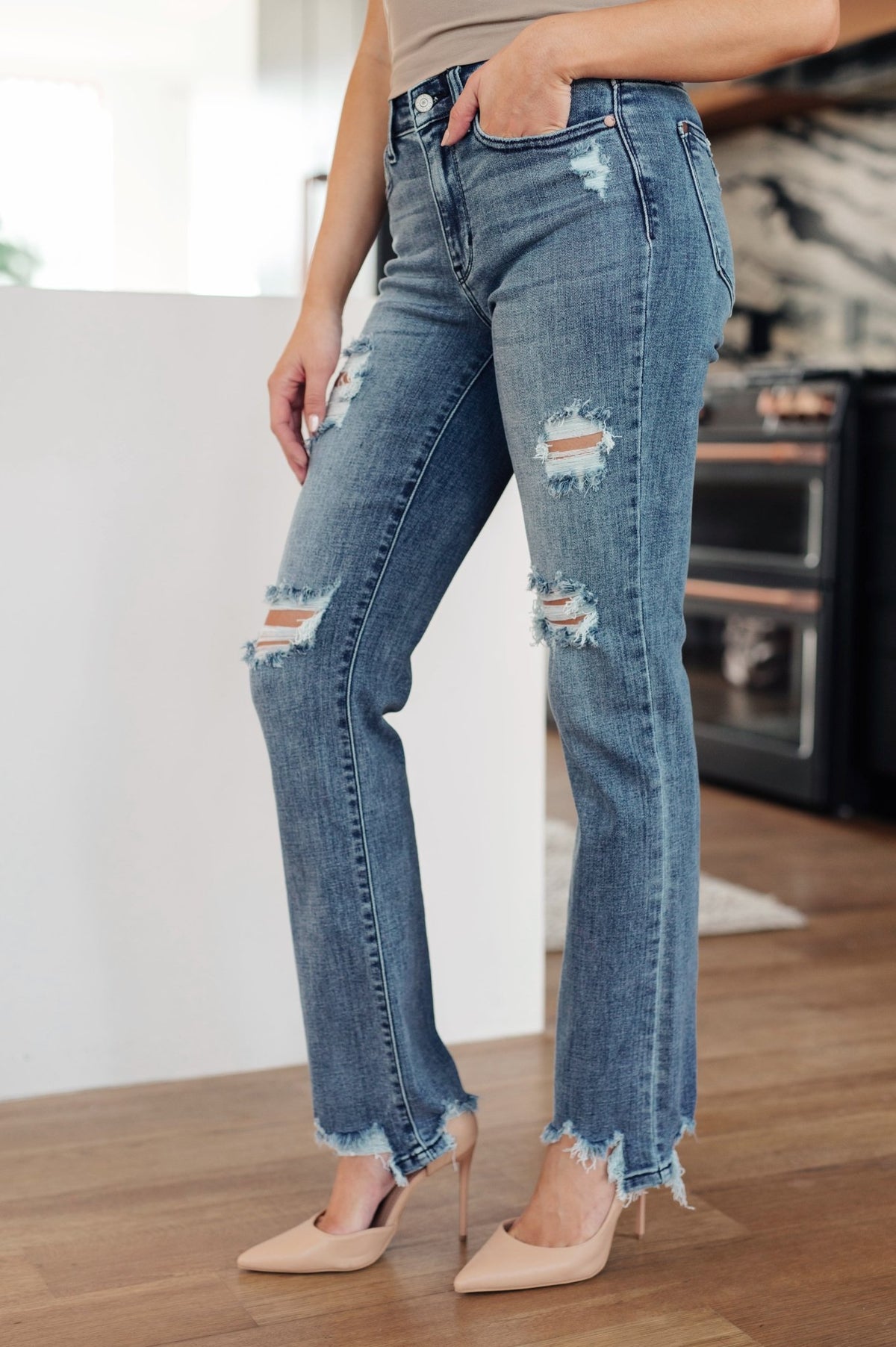 O'Hara Destroyed Straight Jeans - Happily Ever Atchison Shop Co.