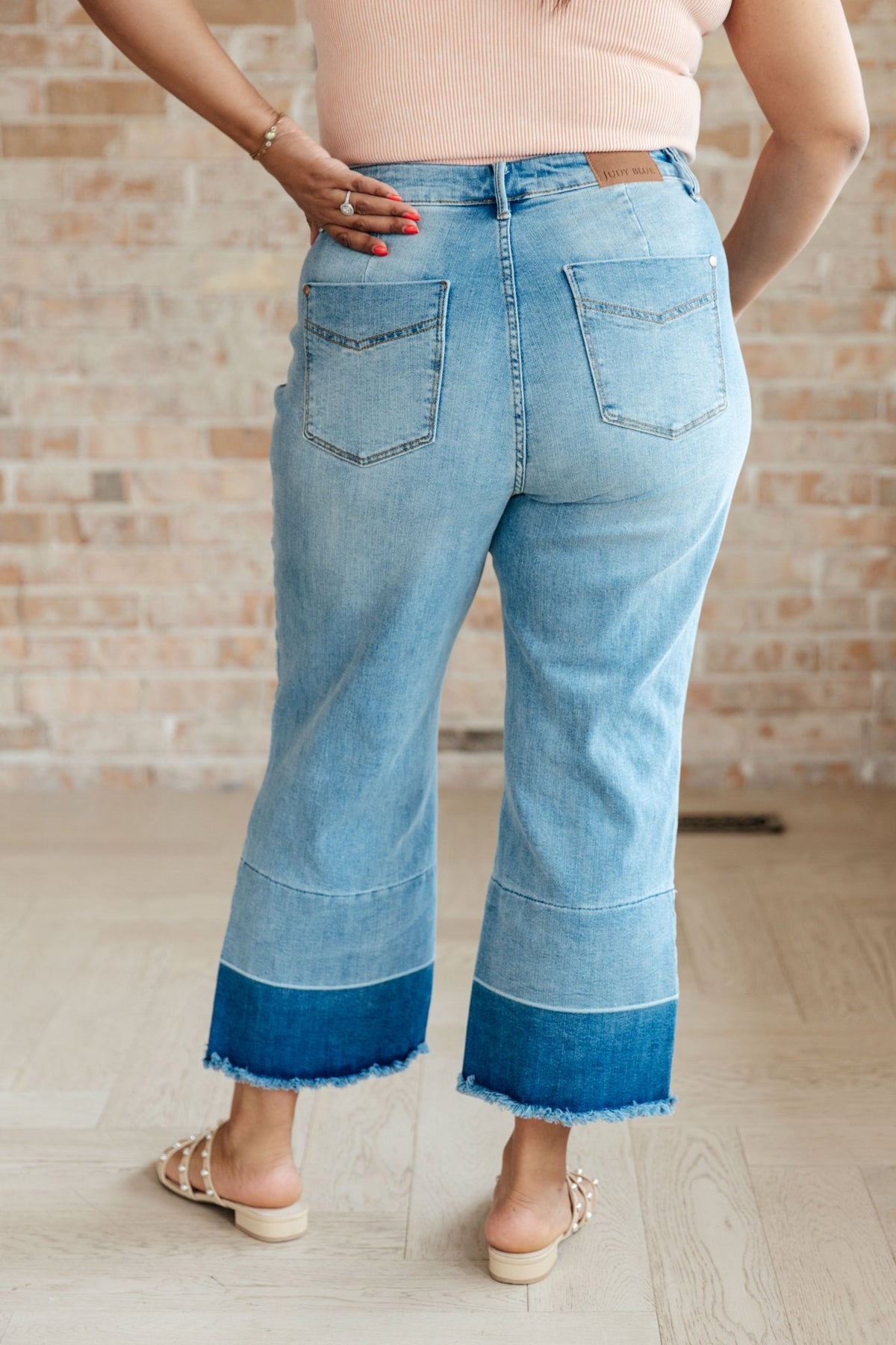 Olivia High Rise Wide Leg Crop Jeans in Medium Wash - Happily Ever Atchison Shop Co.