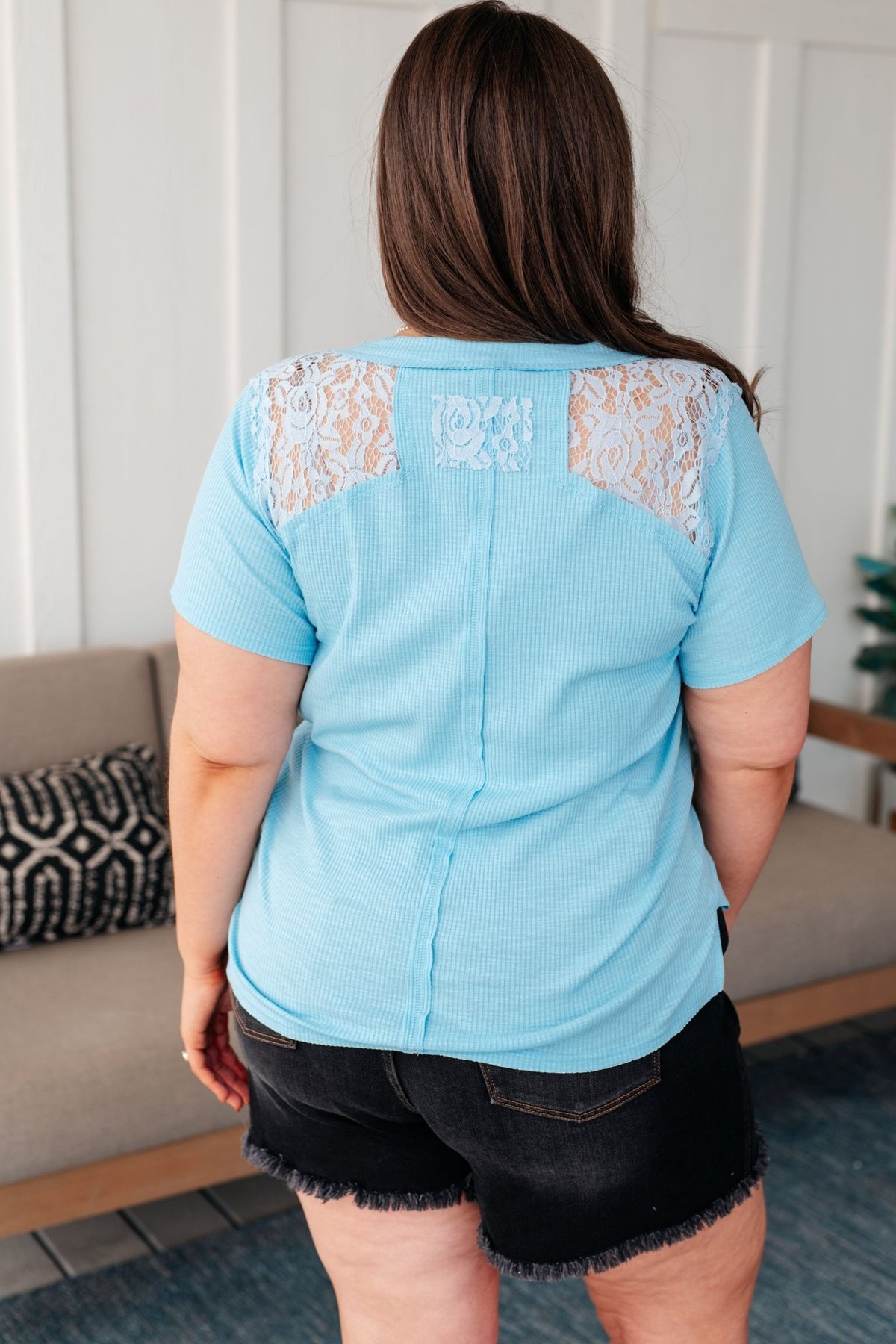 Only Happy When it Rains Lace Detail Top - Happily Ever Atchison Shop Co.