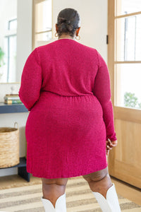 Only You Surplice Neck Sparkle Knit Dress In Magenta - Happily Ever Atchison Shop Co.