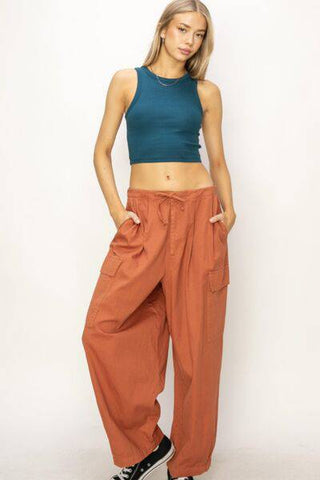 HYFVE Drawstring Cargo Wide Leg Pants - 1985 the VAULT Boutique