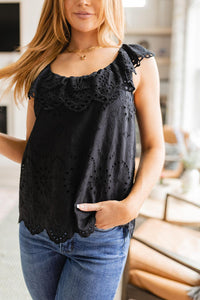 Parisian Stroll Lace Blouse in Black - Happily Ever Atchison Shop Co.