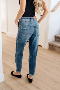 Payton Pull On Denim Joggers in Medium Wash - Happily Ever Atchison Shop Co.