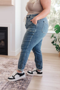 Payton Pull On Denim Joggers in Medium Wash - Happily Ever Atchison Shop Co.