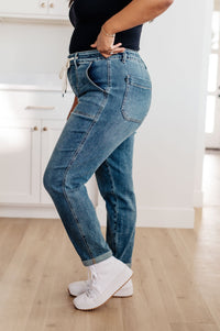 Payton Pull On Denim Joggers in Medium Wash - Happily Ever Atchison Shop Co.