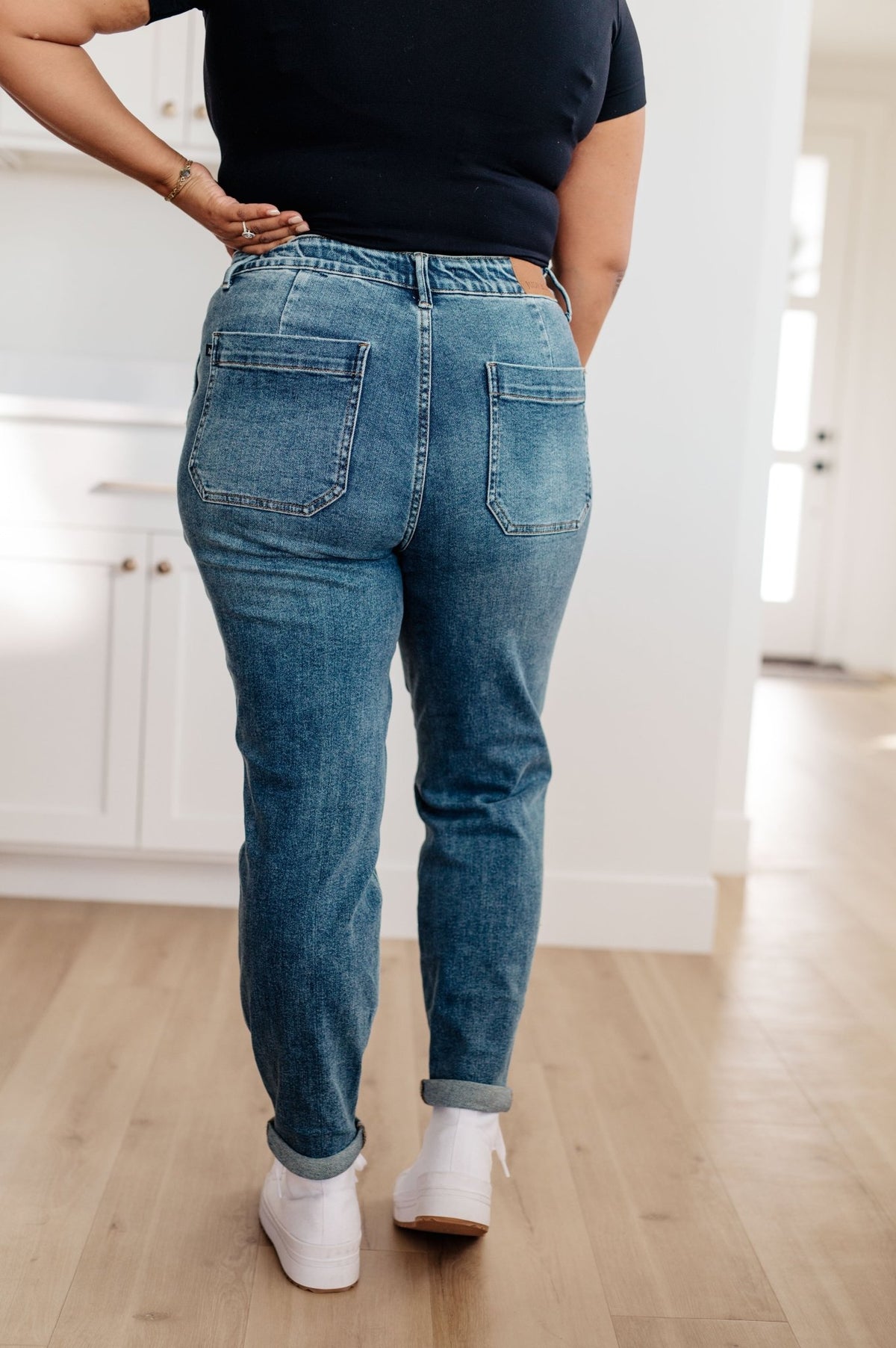 Payton Pull On Denim Joggers in Medium Wash - Happily Ever Atchison Shop Co.