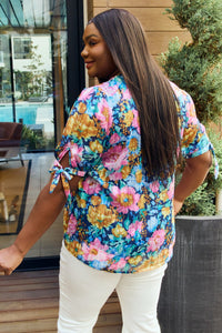 Petal Dew Full Size Floral V - Neck Tie Detail Blouse - Happily Ever Atchison Shop Co.