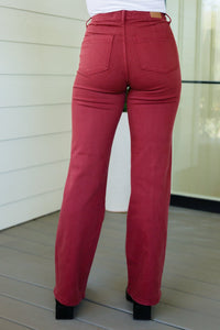 Phoebe High Rise Front Seam Straight Jeans in Burgundy - Happily Ever Atchison Shop Co.