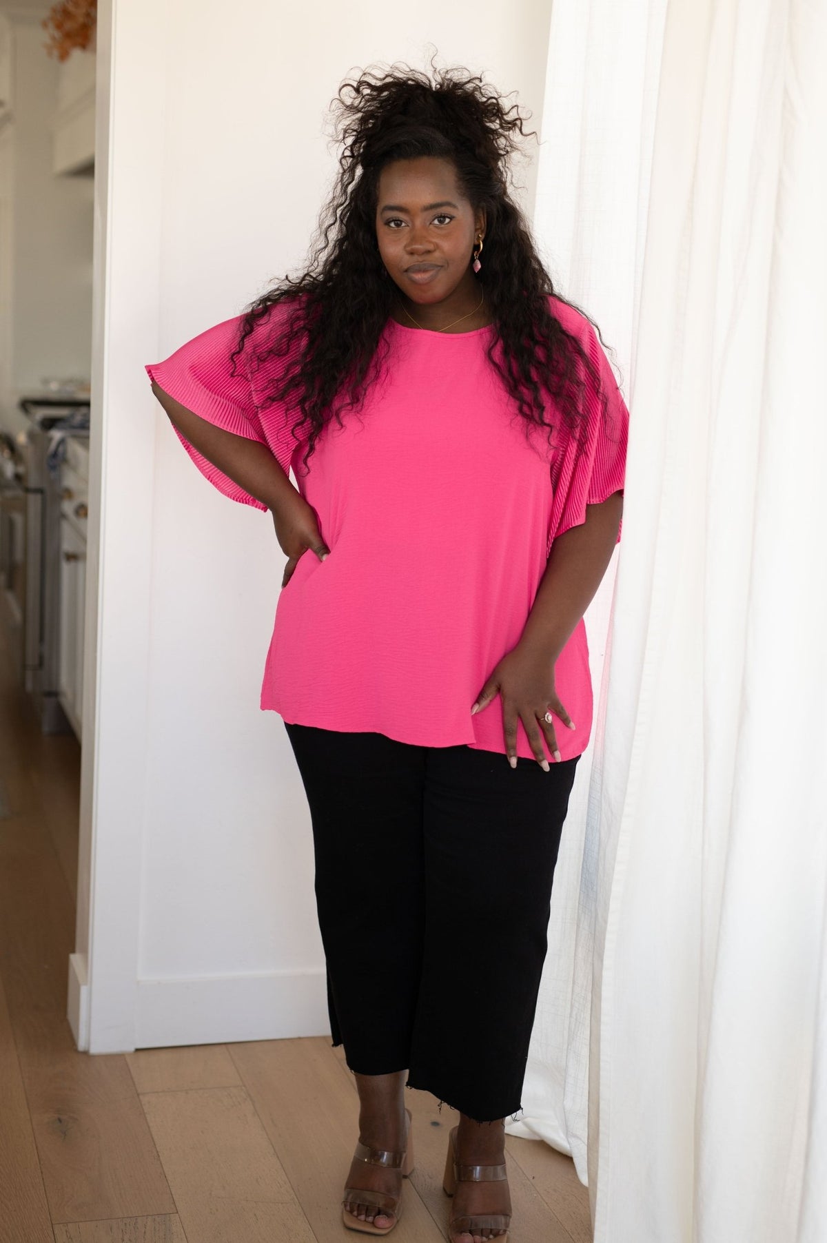 Pink and Perfect Ruffle Sleeve Top - Happily Ever Atchison Shop Co.