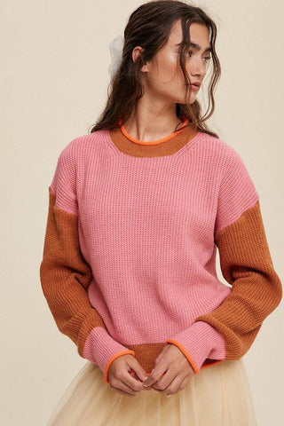 Color Block Ribbed Knit Sweater - 1985 the VAULT Boutique