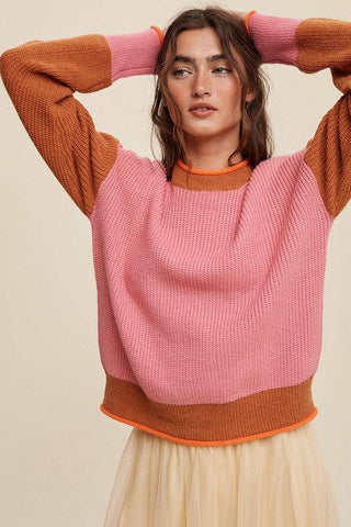 Color Block Ribbed Knit Sweater - 1985 the VAULT Boutique