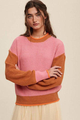 Color Block Ribbed Knit Sweater - 1985 the VAULT Boutique