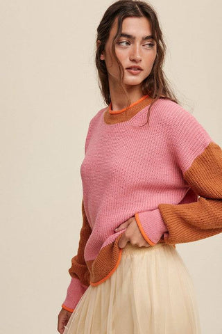 Color Block Ribbed Knit Sweater - 1985 the VAULT Boutique