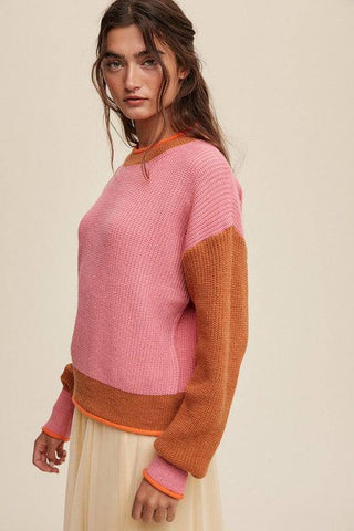 Color Block Ribbed Knit Sweater - 1985 the VAULT Boutique