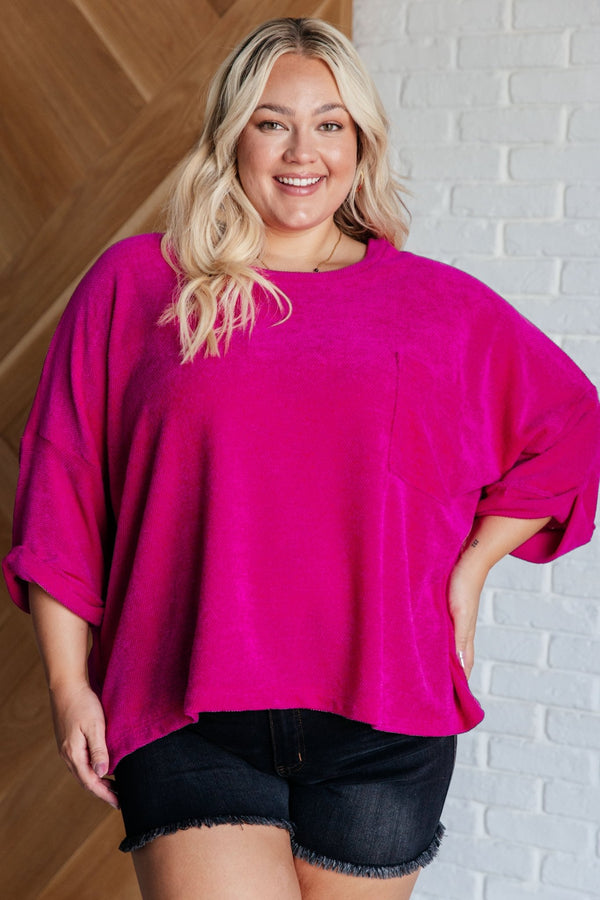 Pink Thoughts Chenille Blouse - Happily Ever Atchison Shop Co.