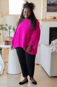 Pink Thoughts Chenille Blouse - Happily Ever Atchison Shop Co.