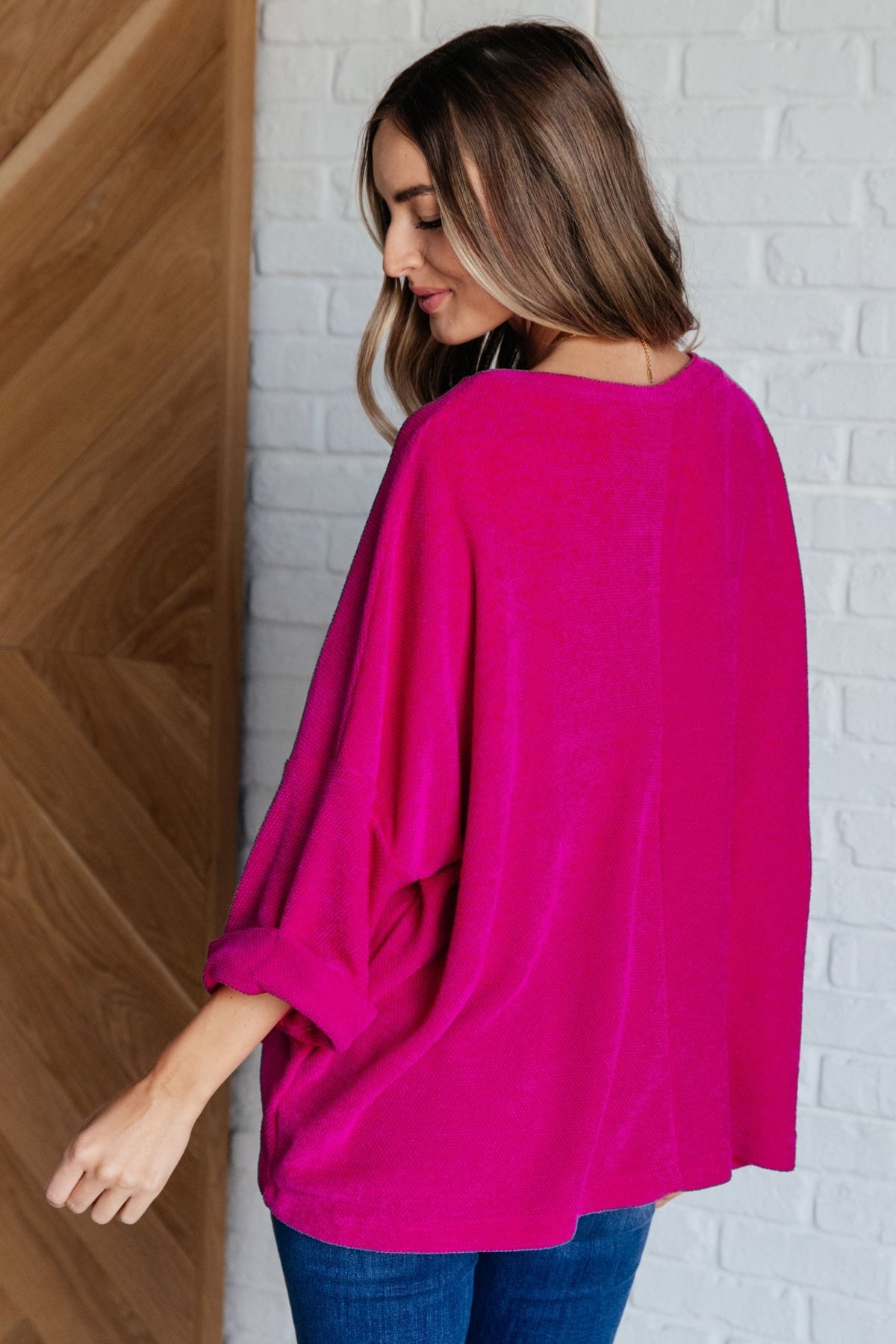 Pink Thoughts Chenille Blouse - Happily Ever Atchison Shop Co.