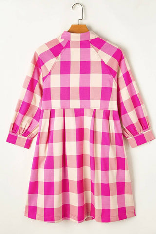 Plaid Button Up Long Sleeve Shirt Dress - 1985 the VAULT Boutique