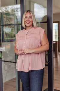 Pleat Detail Button Up Blouse in Pink - Happily Ever Atchison Shop Co.