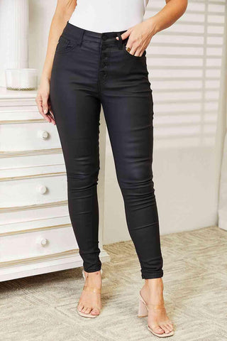 Kancan Full Size High Rise Black Coated Ankle Skinny Jeans - 1985 the VAULT Boutique