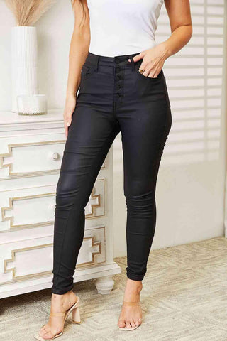 Kancan Full Size High Rise Black Coated Ankle Skinny Jeans - 1985 the VAULT Boutique