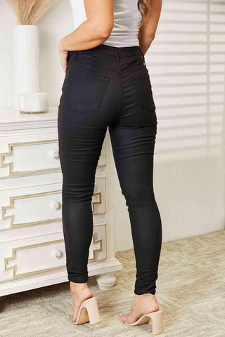 Kancan Full Size High Rise Black Coated Ankle Skinny Jeans - 1985 the VAULT Boutique