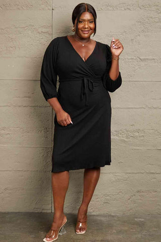 Culture Code Full Size Surplice Flare Ruching Dress - 1985 the VAULT Boutique