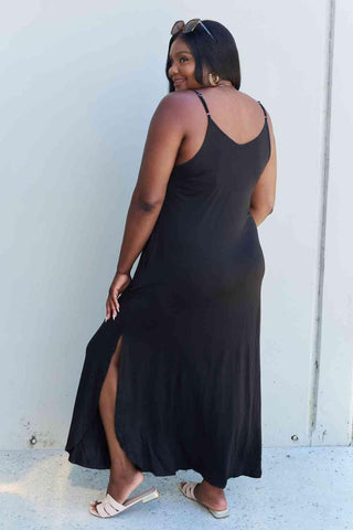 Ninexis Good Energy Full Size Cami Side Slit Maxi Dress in Black - 1985 the VAULT Boutique